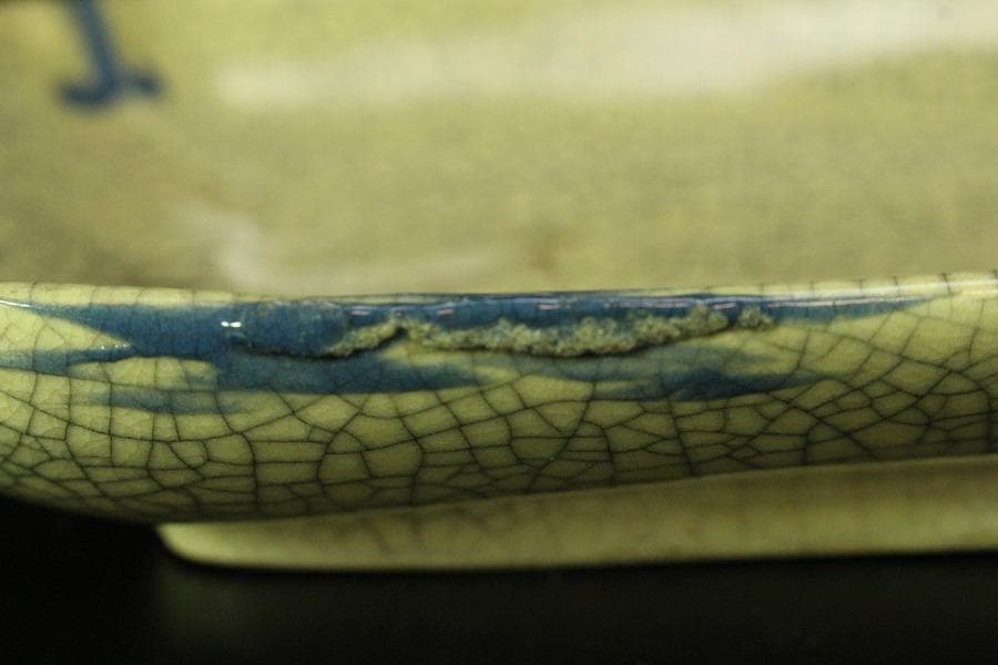 仁清写 色絵 金彩 鴛鴦流水紋 長皿 十客 古清水 茶道具(K-A227)