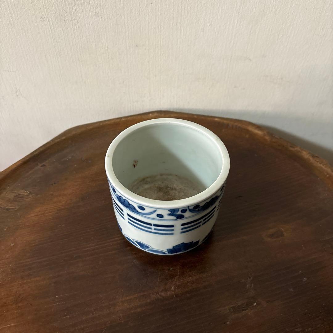 古伊万里染付 火入 江戸時代.明治 骨董品 アンティーク 古道具 白磁 李