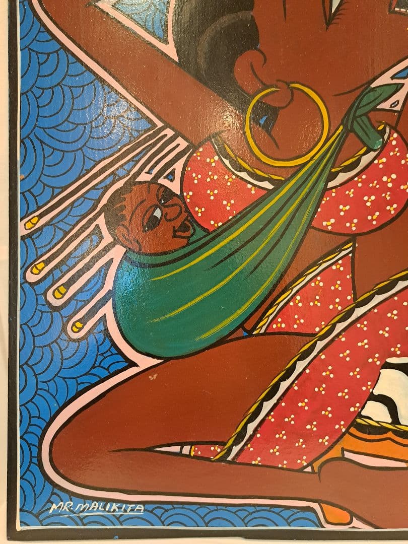 ティンガティンガ 原画 MR•MALIKITA ママアフリカ青