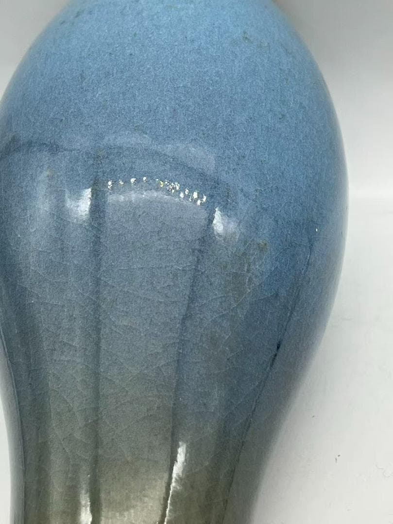 鈞窯 天青釉紫斑花瓶 辰砂 花入 花瓶 茶道具 唐物 中国古美術(B-85