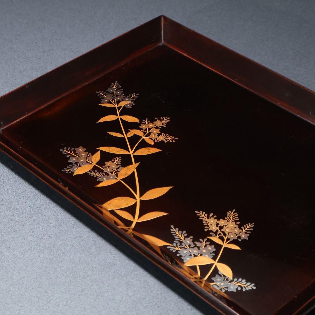 蒔絵 巻き煙草入れ 盆付き 平安漆専堂 共箱 R1429お12