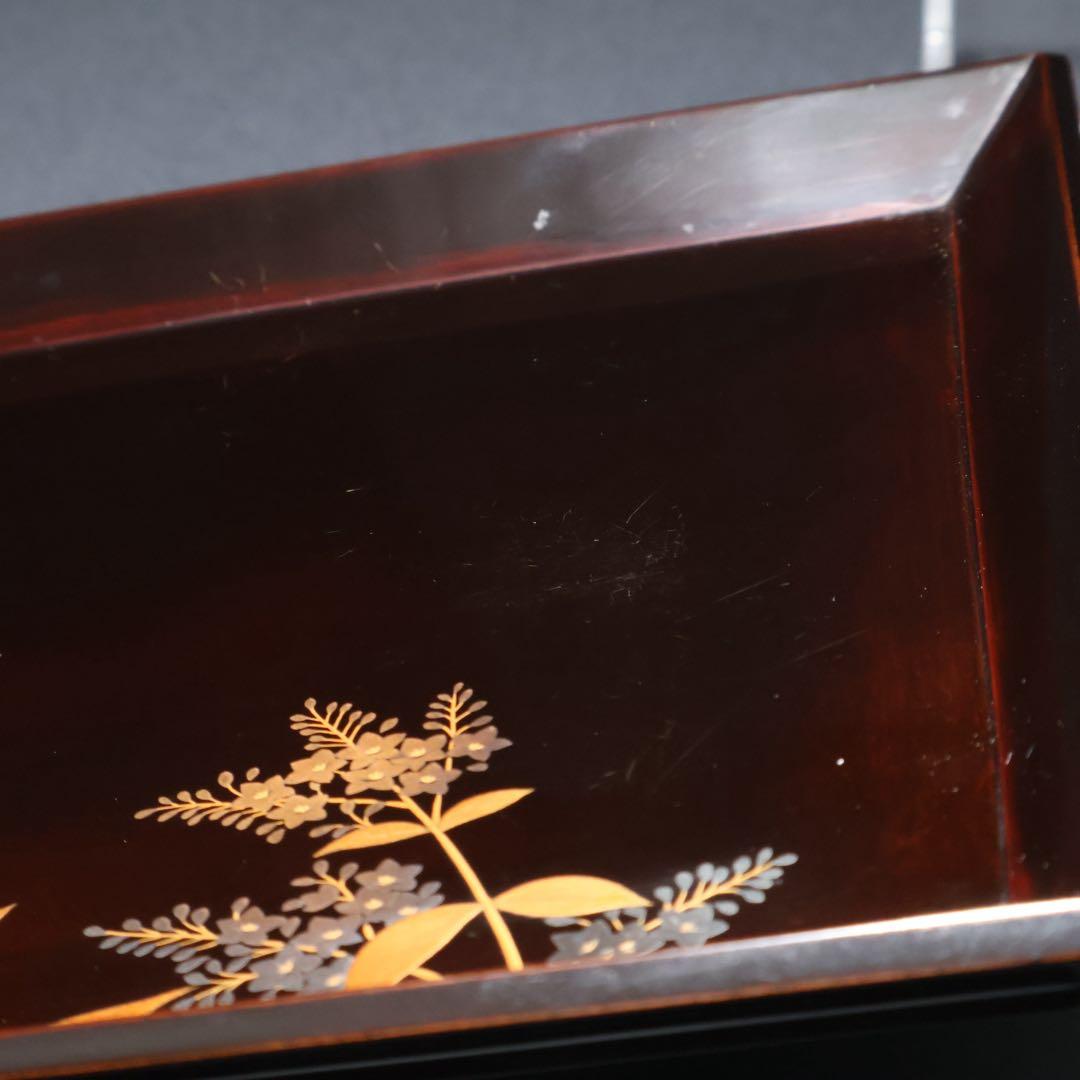 蒔絵 巻き煙草入れ 盆付き 平安漆専堂 共箱 R1429お12