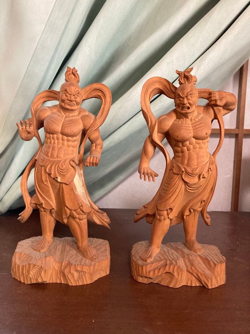 金剛力士像/仁王像/【一対】高さ21センチ　木彫　細密彫刻 金剛力士像/仁王像/【一対】高さ21センチ 木彫 細密彫刻 - メルカリ