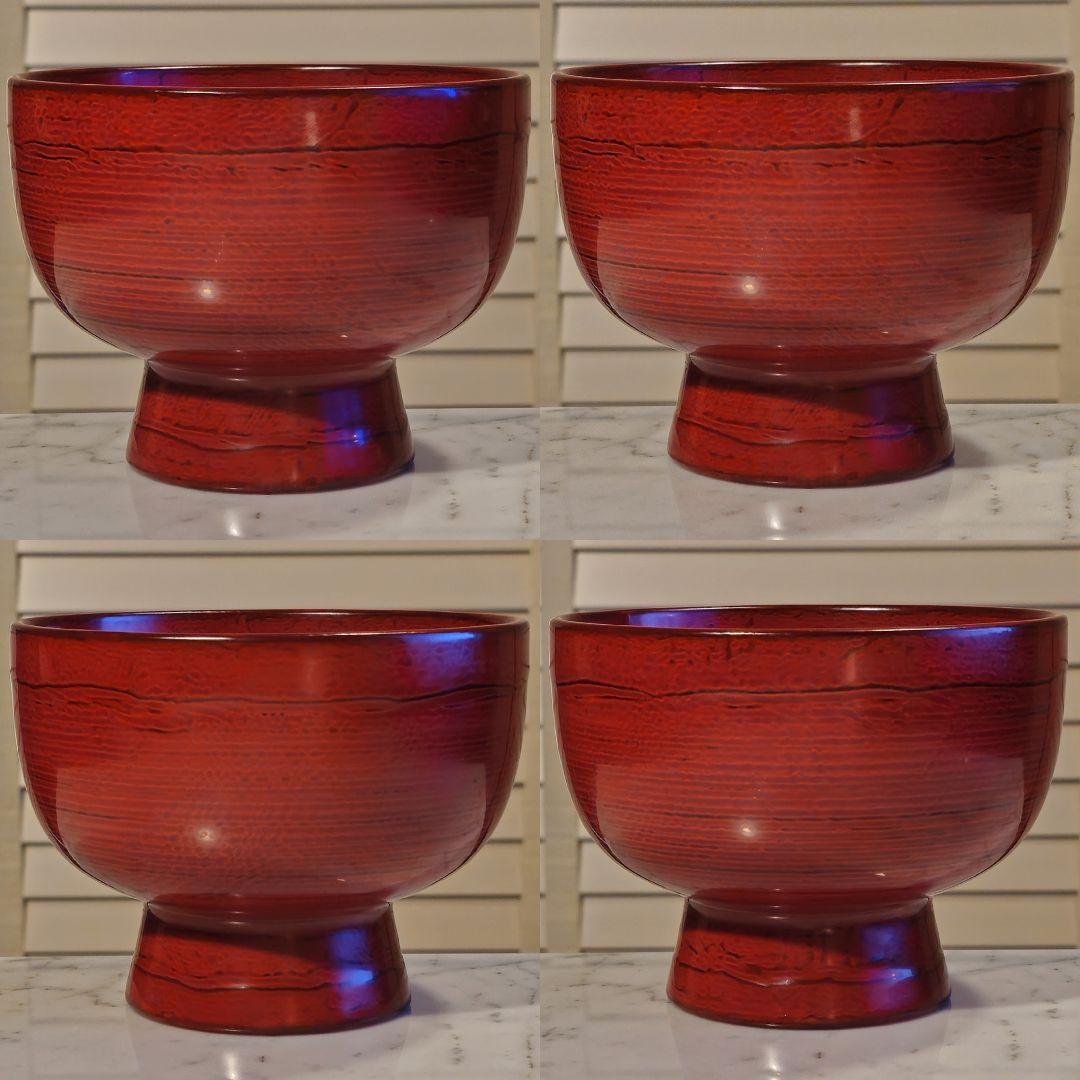 輪島塗 角偉三郎 最晩年作 朱 合鹿椀 六ツ星銘 真作