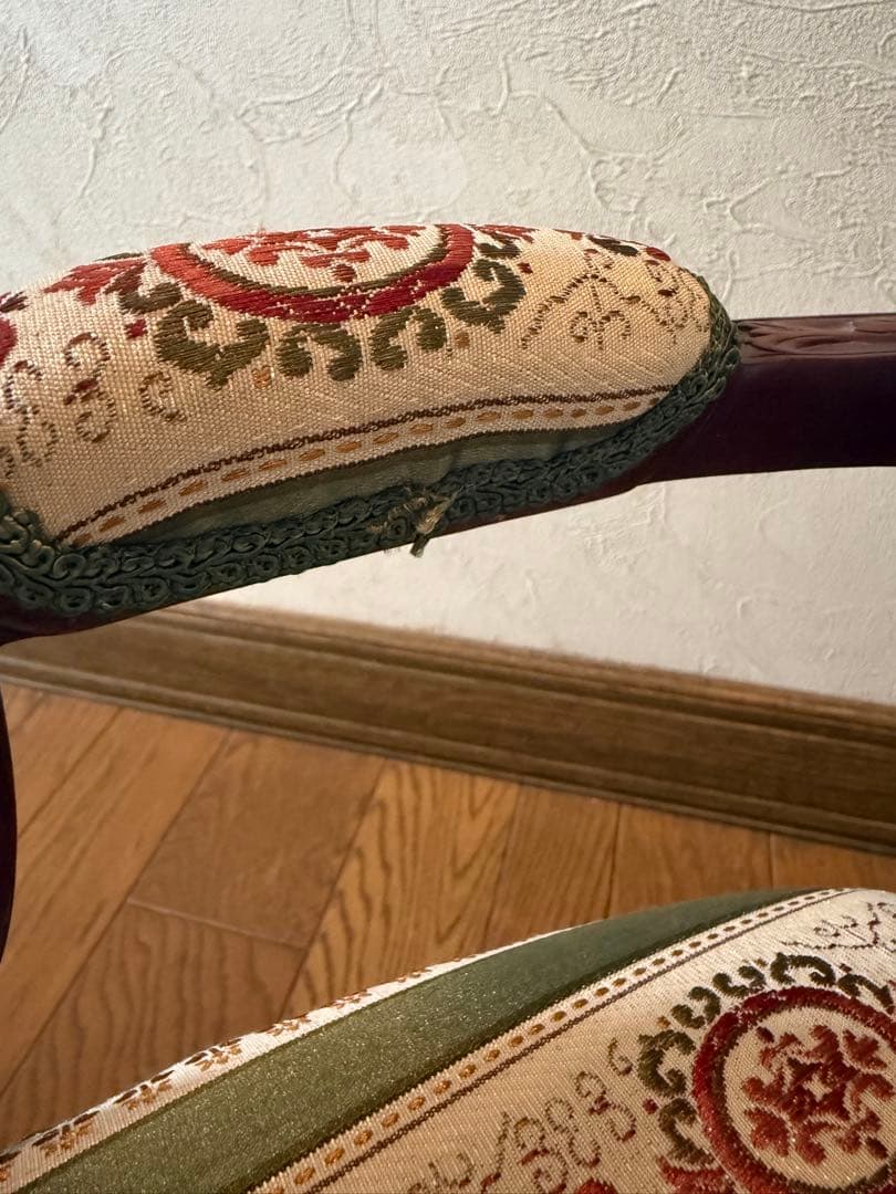 ドールチェア クラシックアームチェア 木製 ストライプ柄 ミニチュアチェア