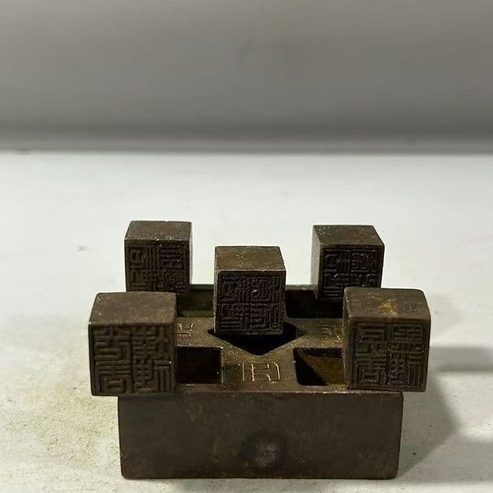 銅印章 五大神獣 印材 印鑑 書道具 文房具 装飾品 工芸品 美術品