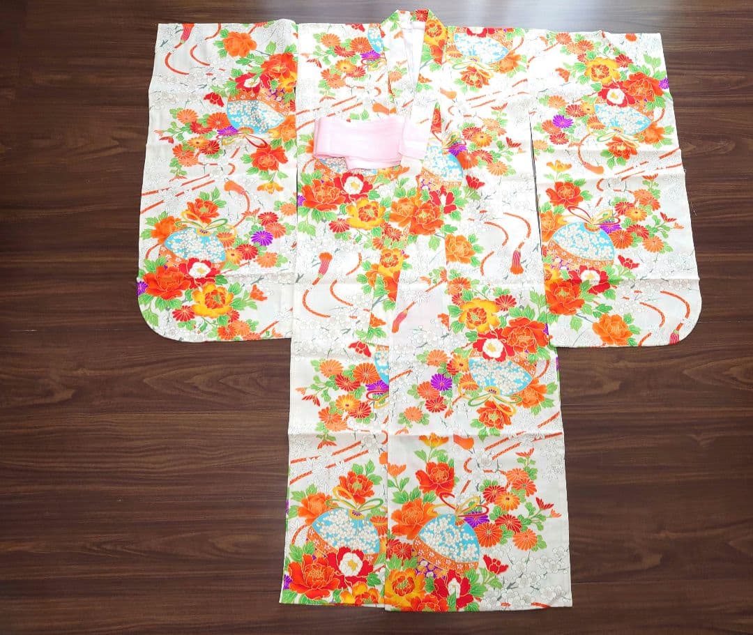 着物　女の子　5歳　7歳　七五三　単衣