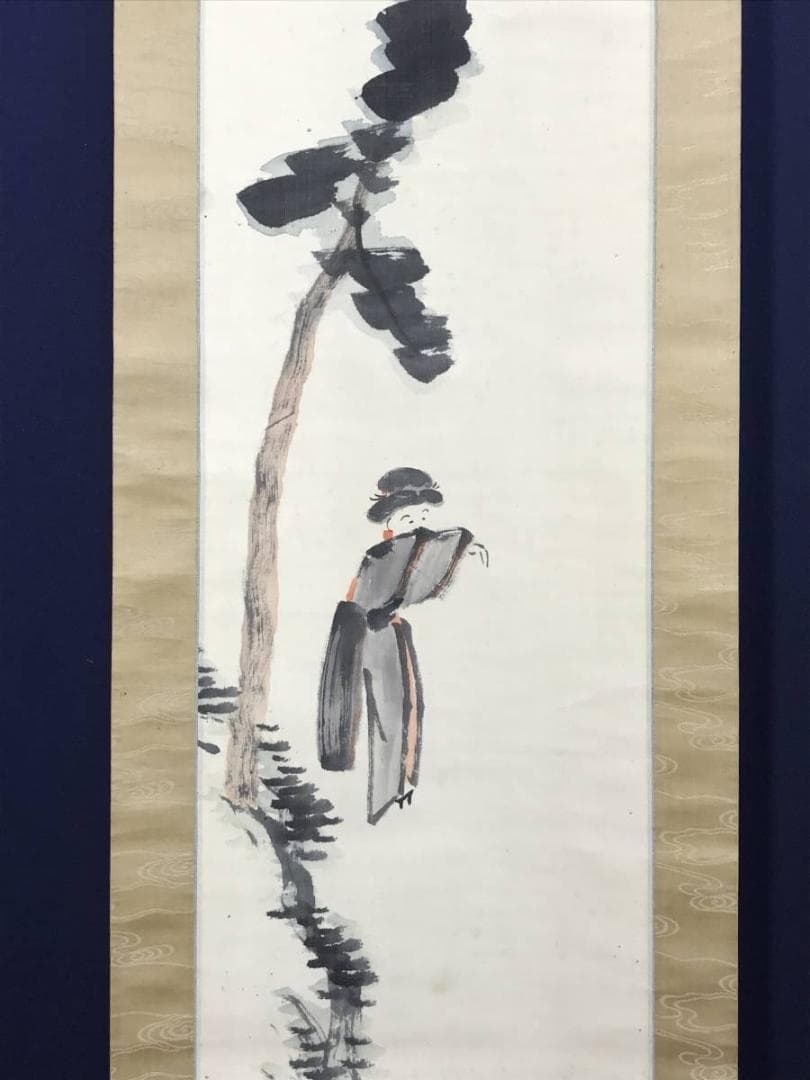 真作/田能村直入/権平種蒔図/人物図/双幅/掛軸/名家伝来/AD-926