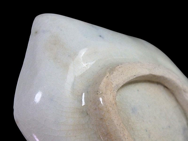 古伊万里 染付 型刷印判 幾何学文様 富士型変形皿 豆皿