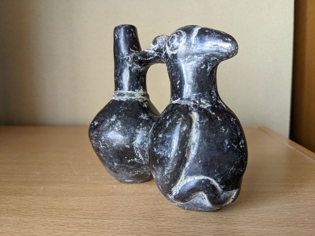 ♦鳥形 黒陶器 発掘品 出土品 祭器 南米 アンティーク 骨董品 コレクション