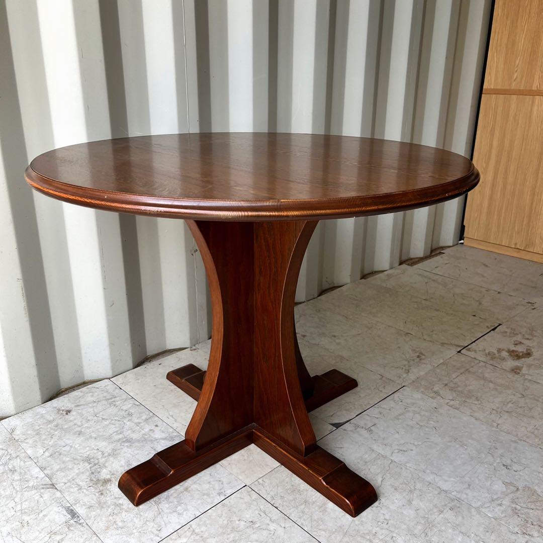 取付無料！三越家具 ブルージュ 天然木アンティーク調ラウンドダイニングテーブル