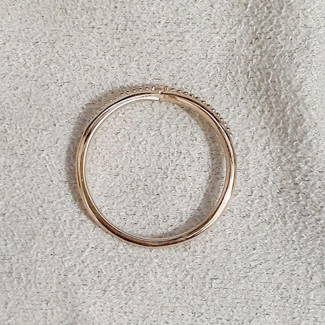 エテ K10YG V字ミル打ち ダイヤモンド リング