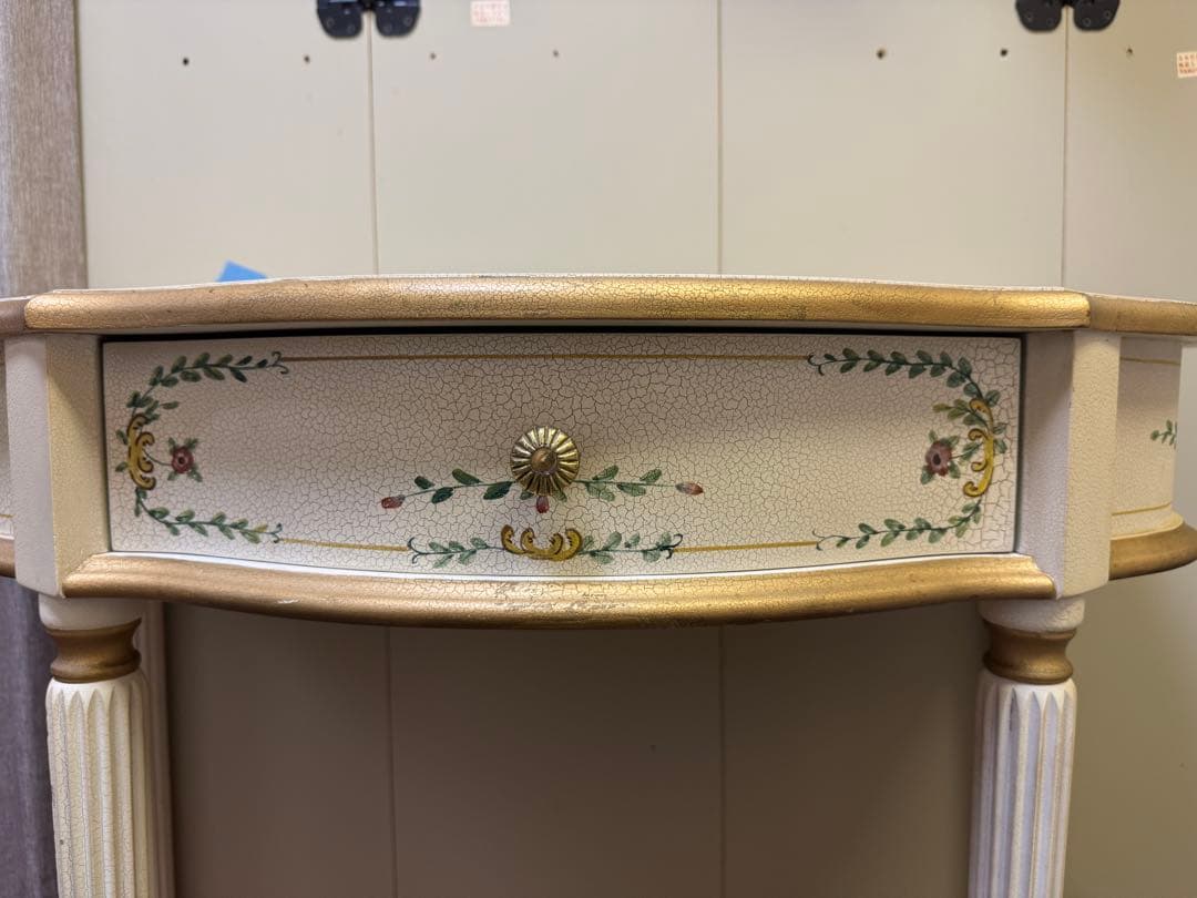 ホワイト サイドテーブル ロココ引き出し 木製 家具