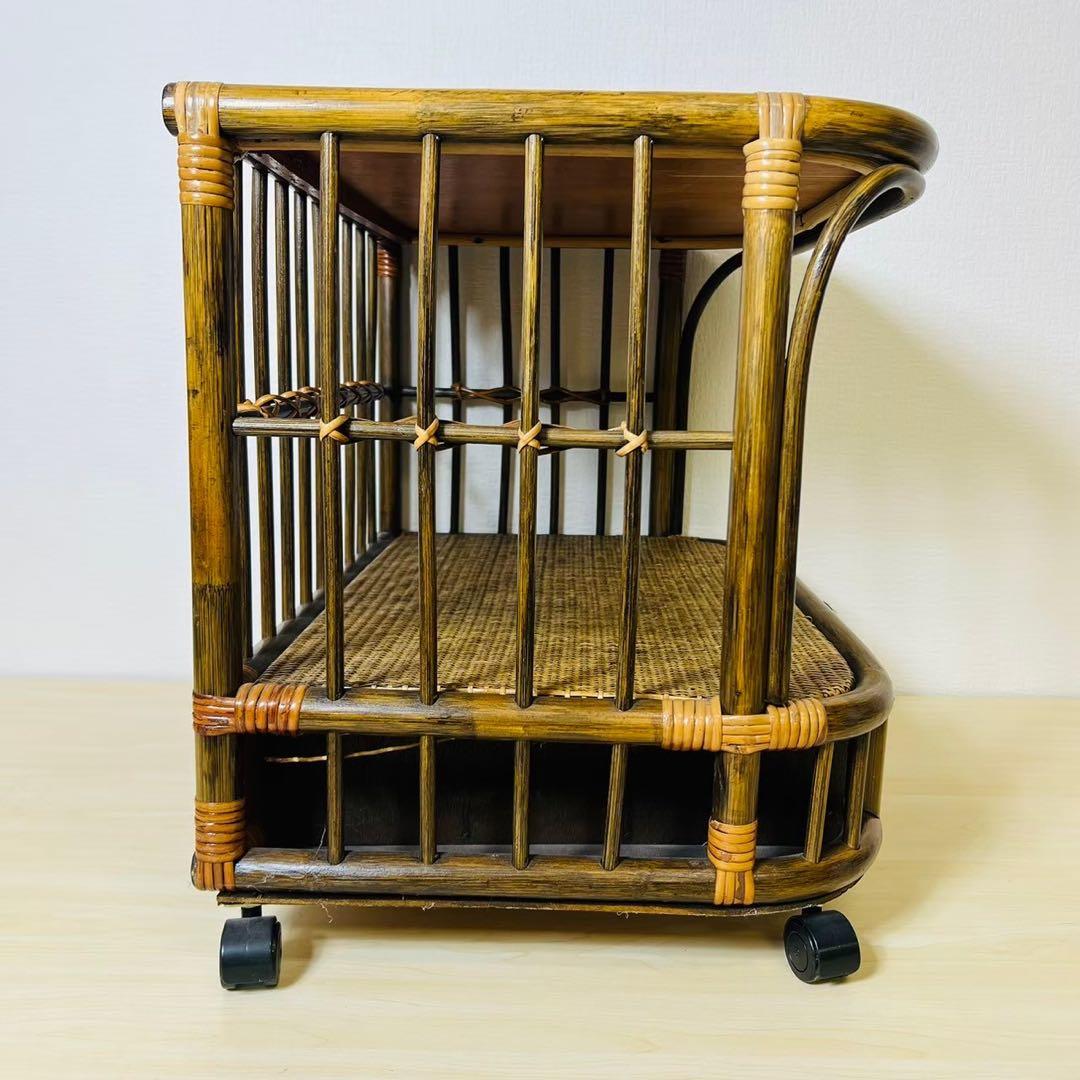 ラタン 籐家具 キャスター付き タイル 引き出し サイドテーブル サイド