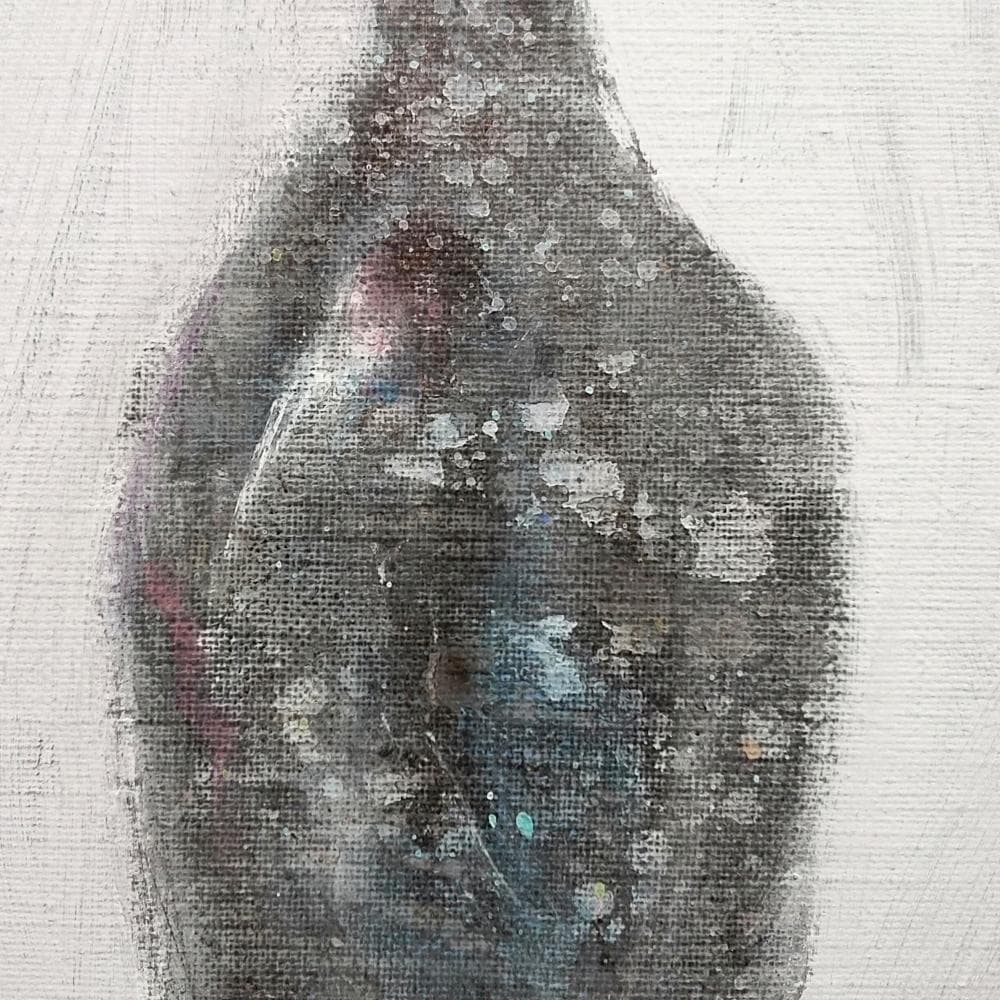 内野隆文　ワインボトル　絵画　キャンバスにアクリル　サムホール　額付　静物画