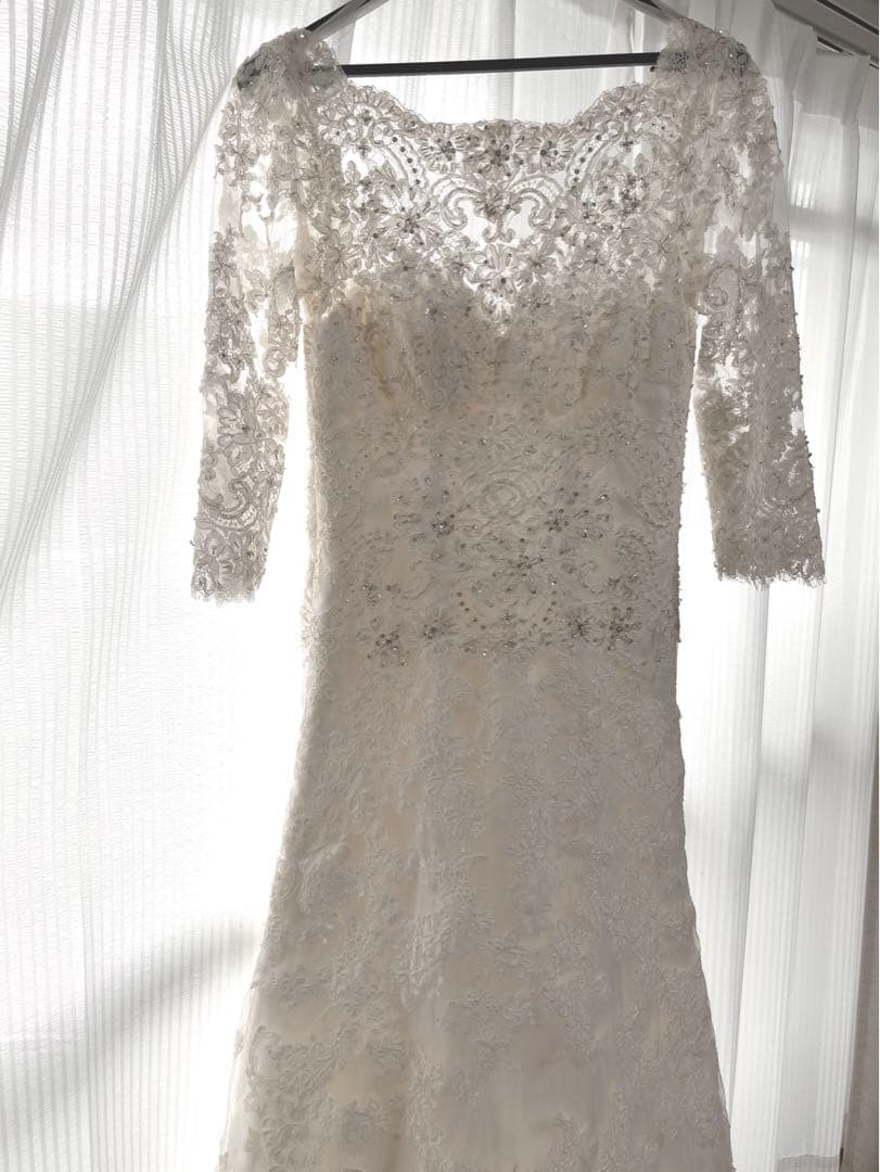 ウェディングドレス　前撮り衣装　袖あり　七分袖