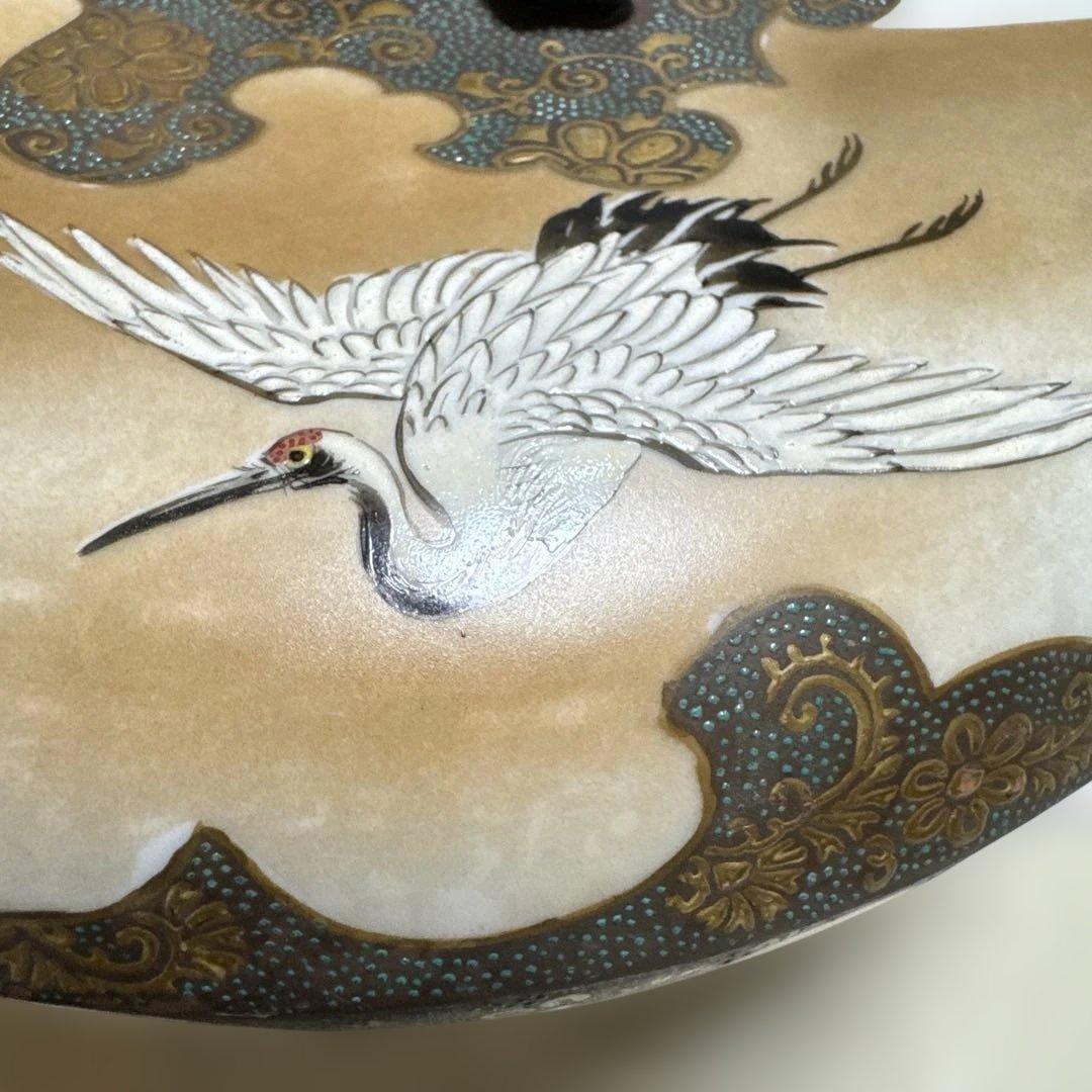 最終価格、アンティーク、自家保存　久谷　谷口骨董　蓋の裏に菖蒲の絵