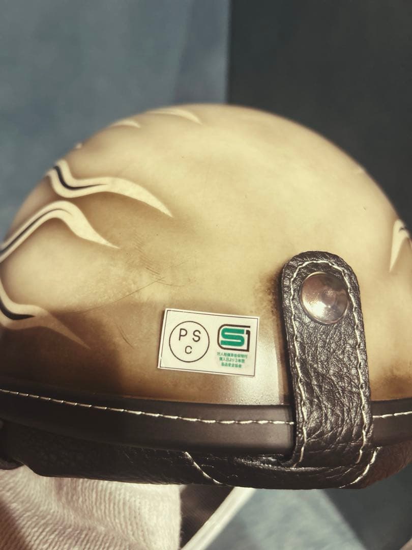 ポリスヘルメット　新品　エイジング加工　ハーレー　チョッパー　ポリヘル