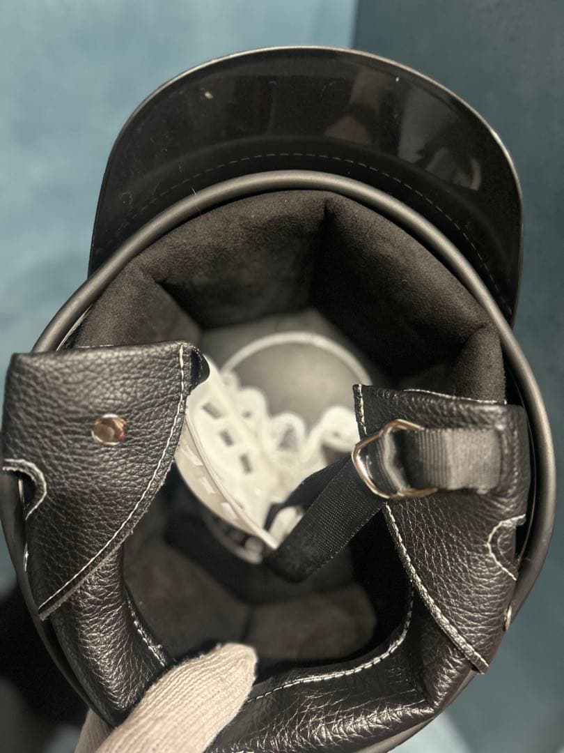 ポリスヘルメット　新品　エイジング加工　ハーレー　チョッパー　ポリヘル