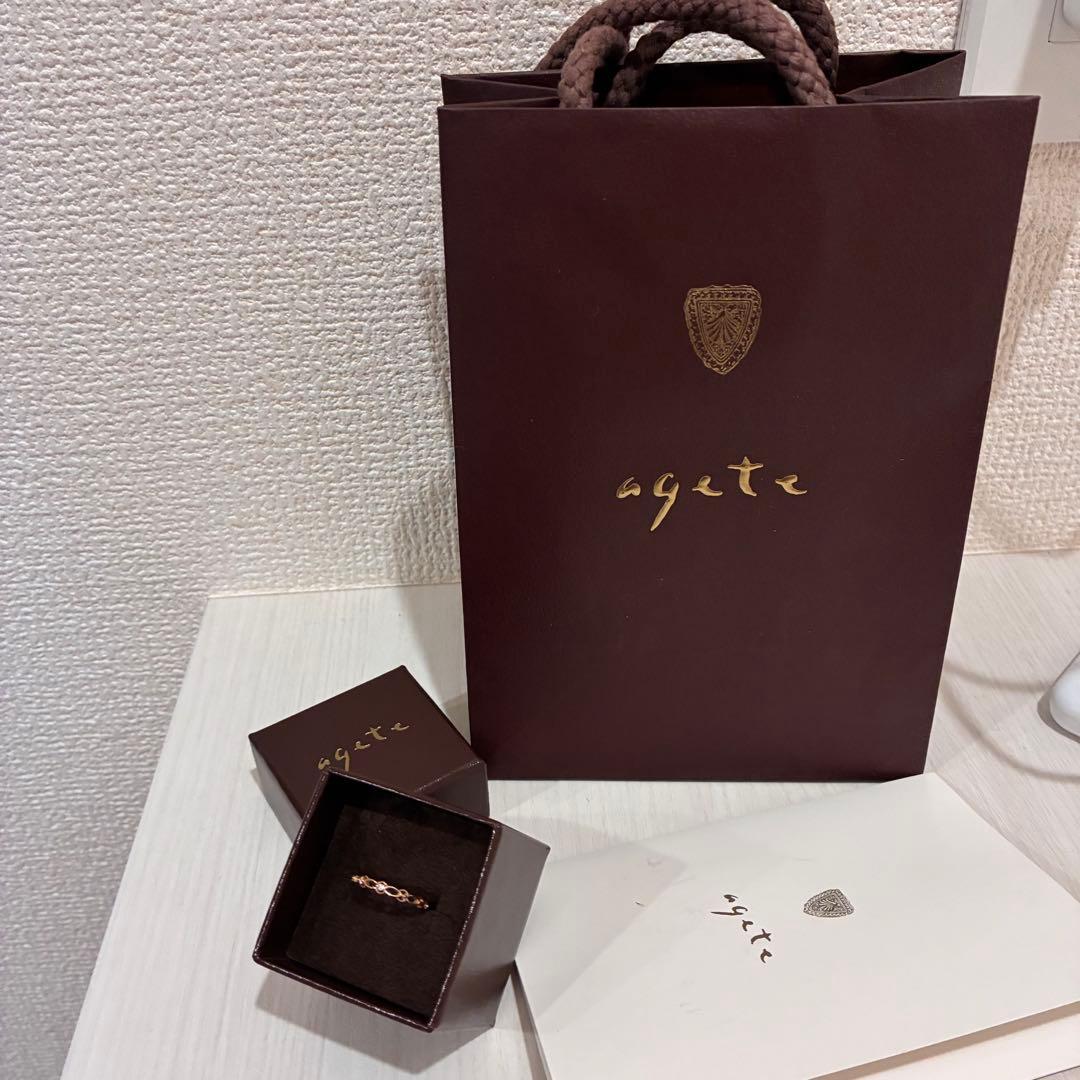 agete ピンキー　３号　ゴールドリング 箱　袋　証明書あり