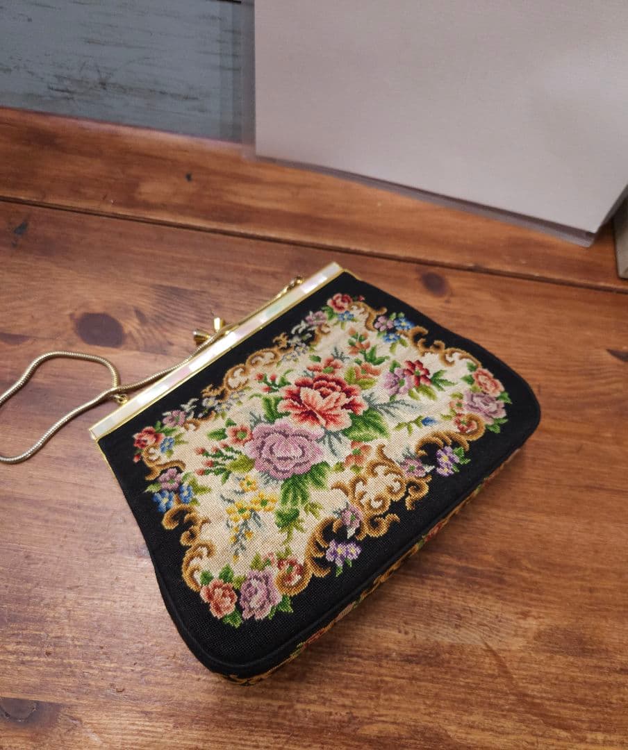 フランス アンティーク プチポアン ハンドバッグ ミニ ポーチ クラッチ