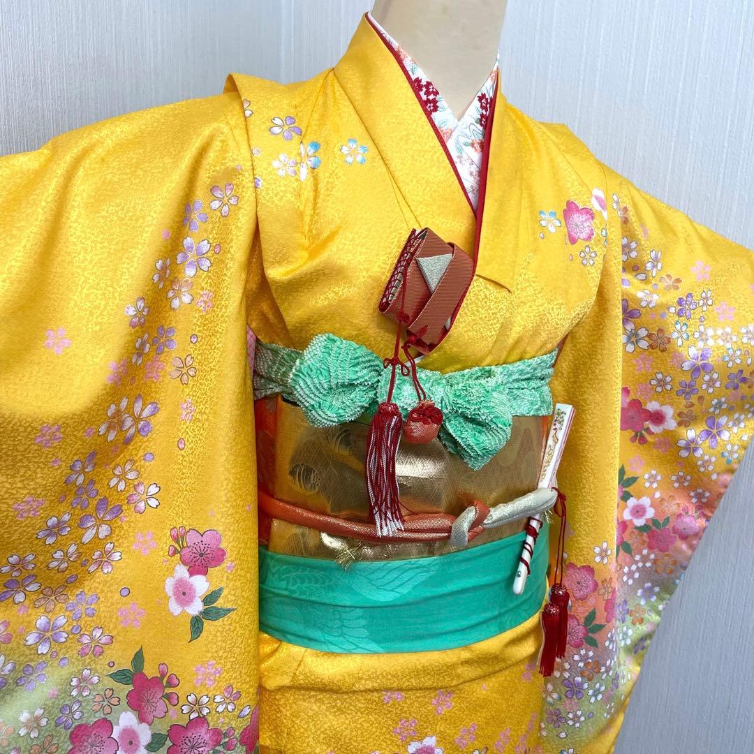 七五三 女の子 七歳用　綸子　振袖　フルセット