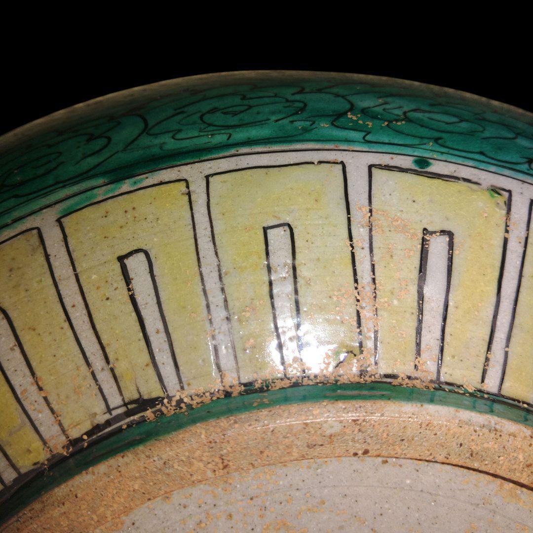 再興九谷焼　庄三手色絵皿　蛸唐草　骨董品　大皿