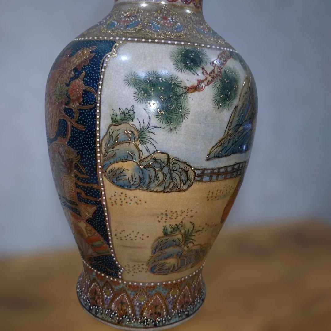 飾り壺　戦国武将　絵図 花瓶 大壺　アンティーク　ヴィンテージ