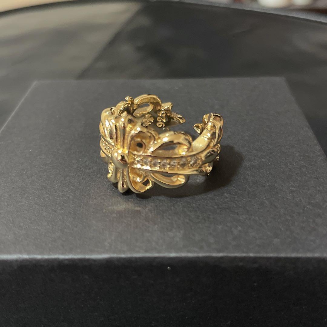 ノーブランド フローラルリング 指輪 クロス ２２ｋ加工 シルバー９２５ １７号