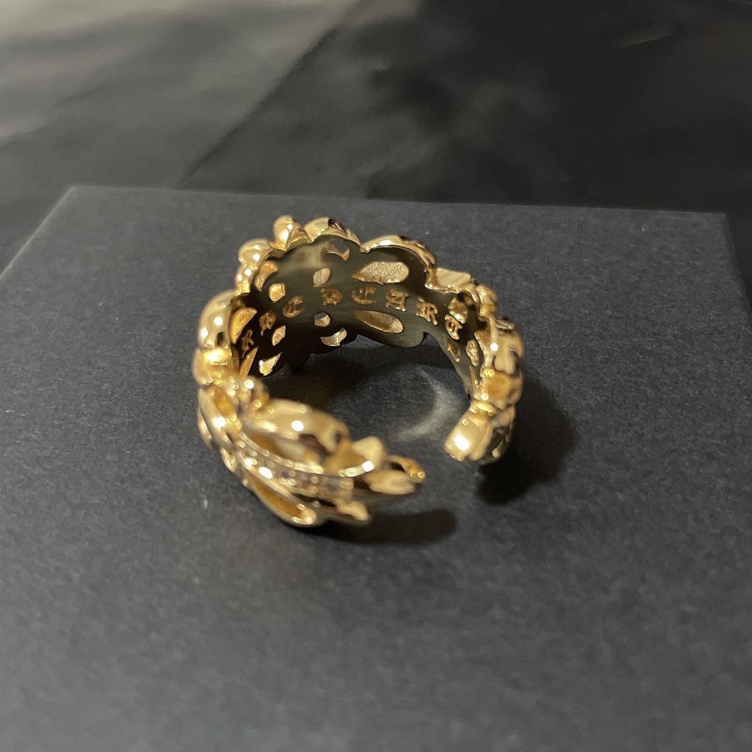 ノーブランド フローラルリング 指輪 クロス ２２ｋ加工 シルバー９２５ １７号