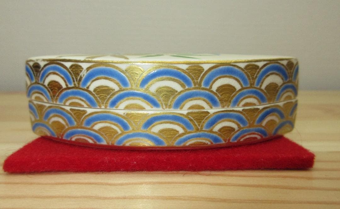 送料込【逢絢亭・新品】茶道具 香合 京焼 扇面香合 竹の図 手塚石雲 共箱入り