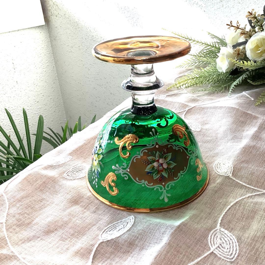 ベネチアングラス エナメル彩 コンポート