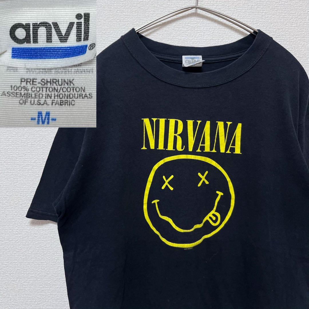 NIRVANA スマイリーフェイス Tシャツ Mサイズ ブラック アンビル