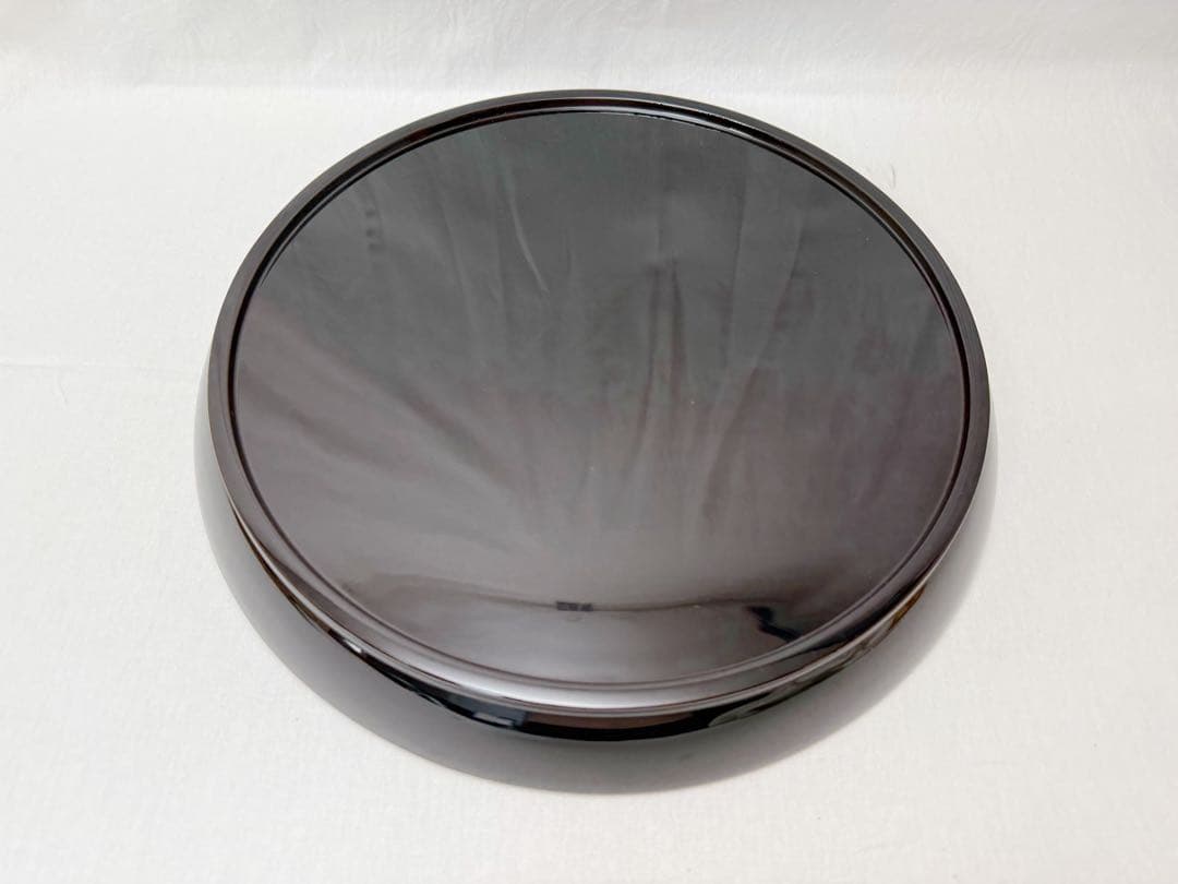 ほぼ未使用 茶道具 木製黒真塗 螺鈿細工 青貝 八卦盆