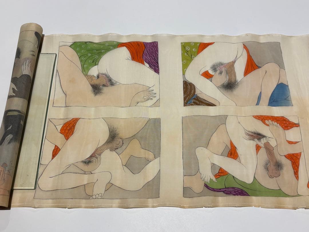 「明治・大正期頃 春画絹本」11図1枚|艶本 あぶな絵 わじるし 浮世絵 和本