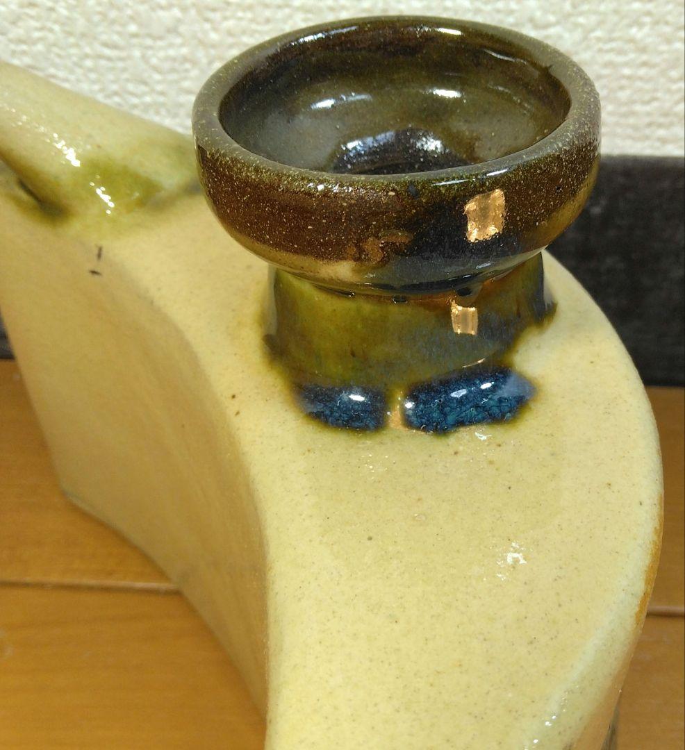 人間国宝 金城次郎 抱瓶 栞 共箱 未使用美品 壺屋焼 壷屋焼 やちむん魚紋抱瓶