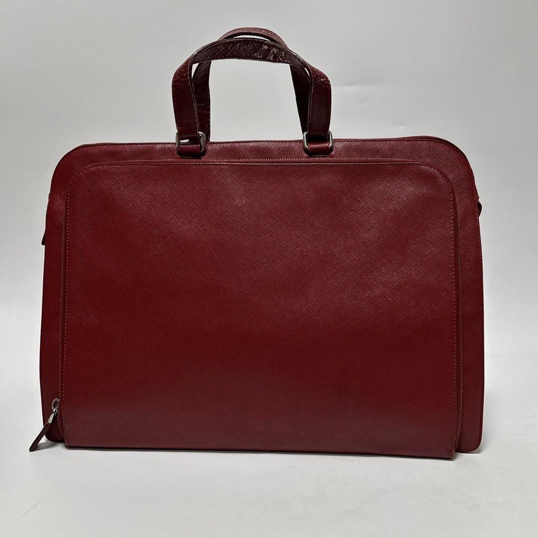 t44 プラダ　三角ロゴ　サフィアーノレザー　ブリーフケース　ハンドバッグ.