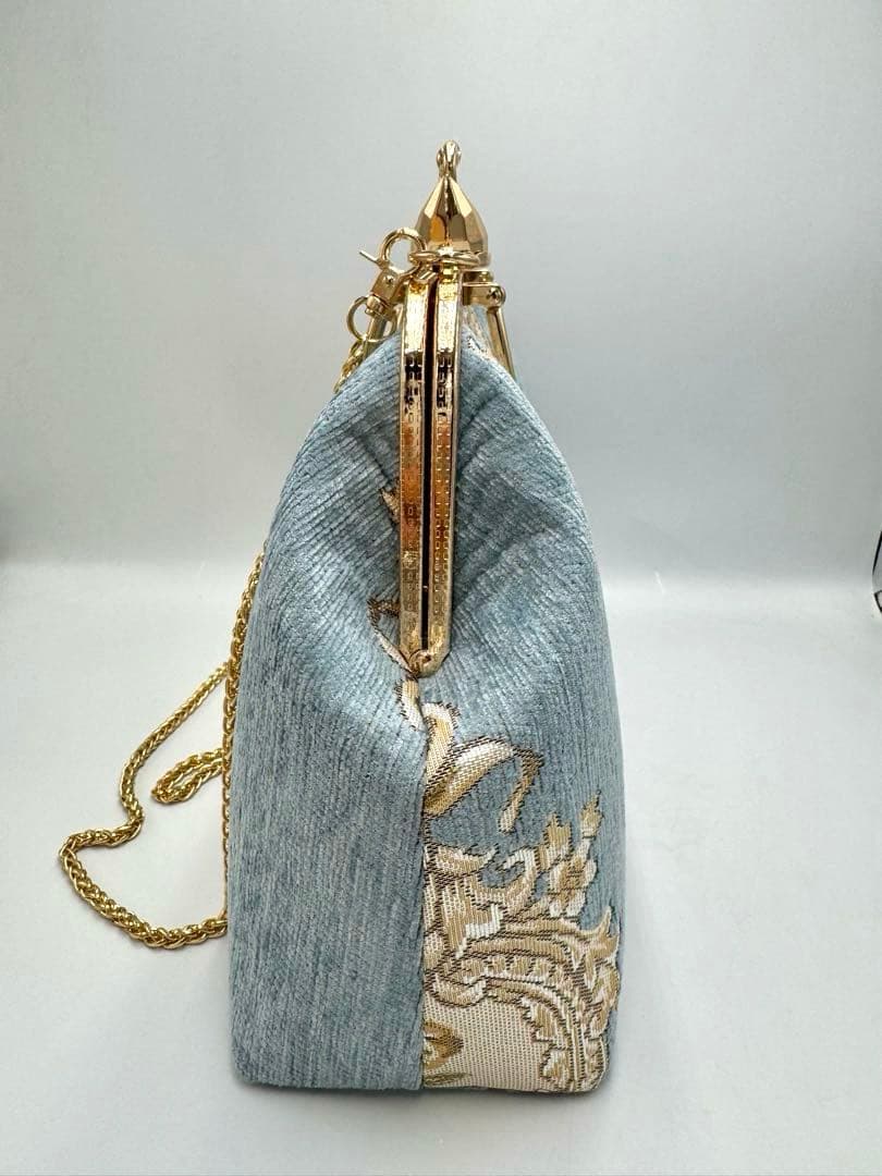 【ハンドメイド】がま口バッグ　白鳥 と薔薇　ヨーロッパ風　3way #478