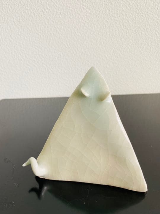 平寧　オブジェ　干支　「さんかく（子）」共箱　　茶席　　藤平伸の子