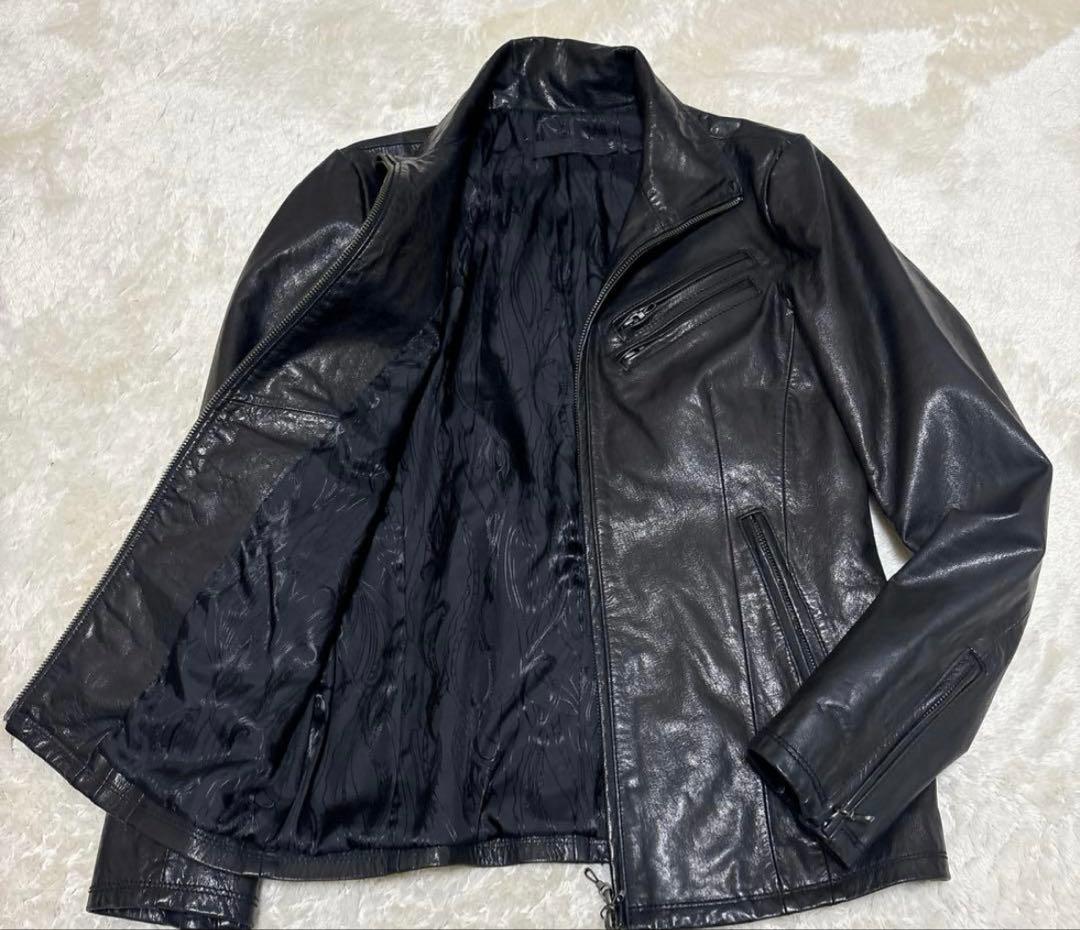 美品 FUGA 光沢 leather jacket 平成 y2k V系 46 L