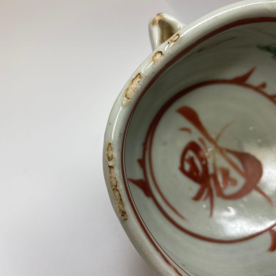 穎川 京焼 呉州赤絵片口 直径10cm タコオ 東N7-0901①