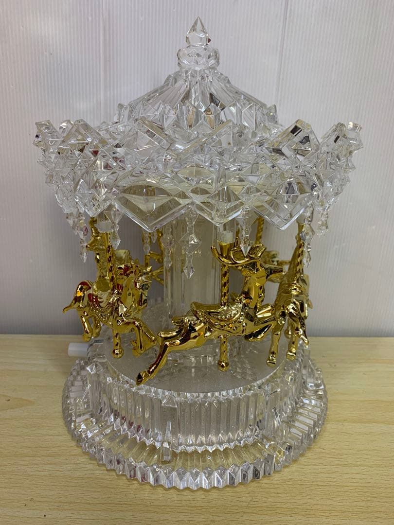 さくら【中古HARMONIERハルモニアアクリルLEDカルーセルオルゴール