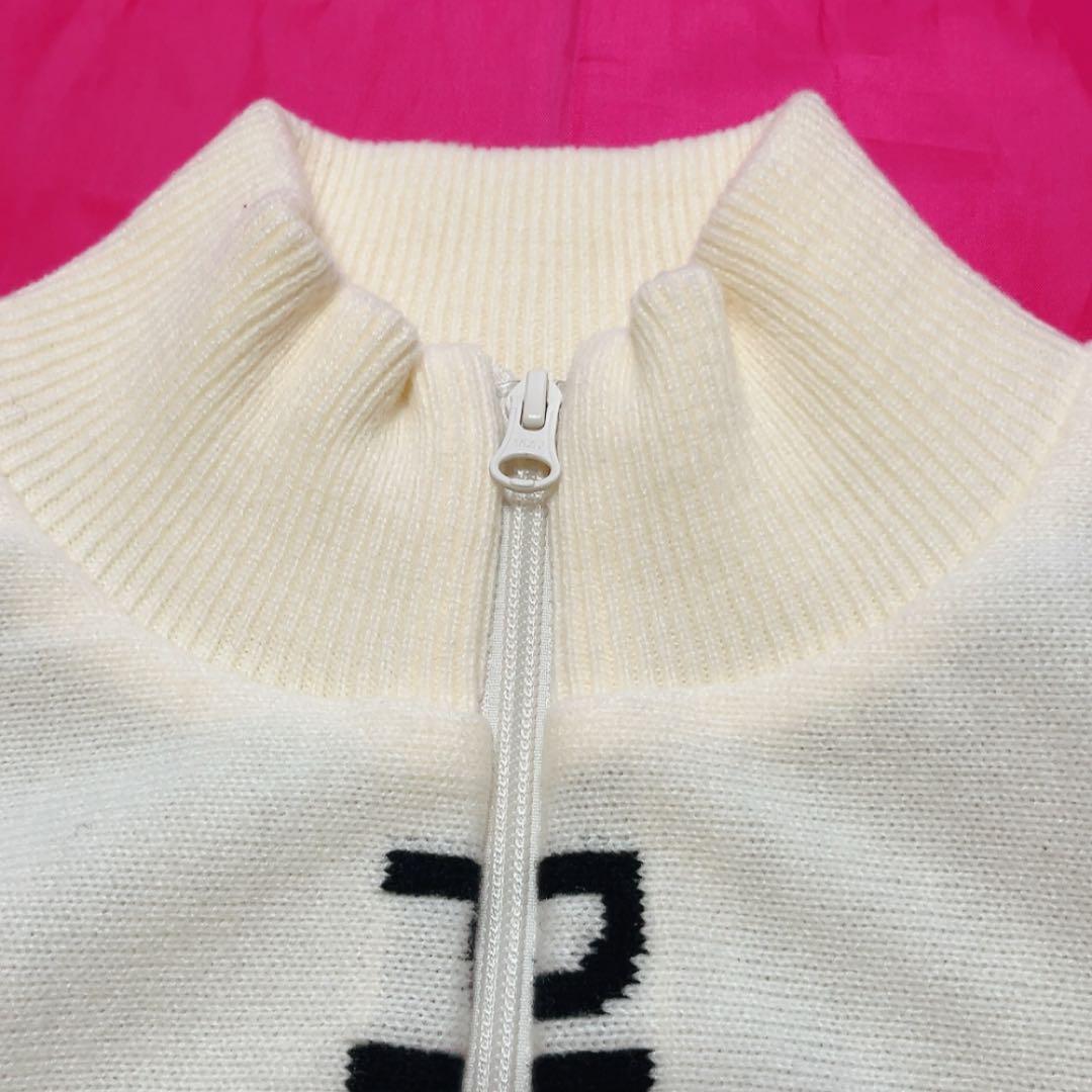 極美品　パーリーゲイツ　ドライバーズニット　ニットジャケット　裏地付　防風　白