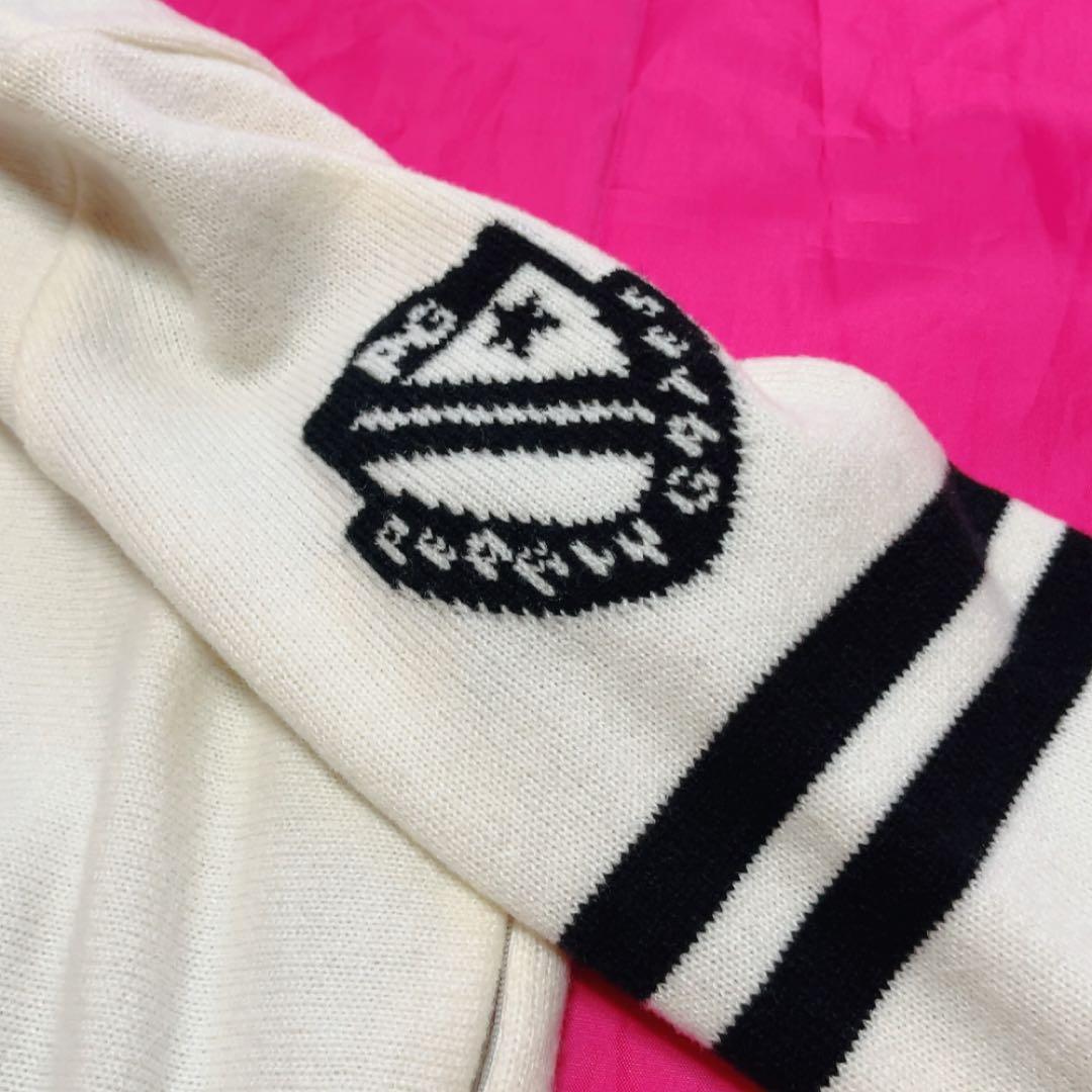 極美品　パーリーゲイツ　ドライバーズニット　ニットジャケット　裏地付　防風　白