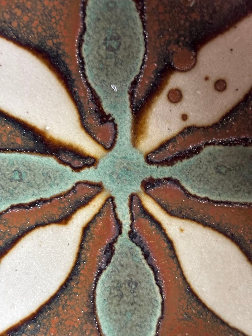 やまちゃん様専用河井寛次郎作白緑柿釉花文独楽形皿 検