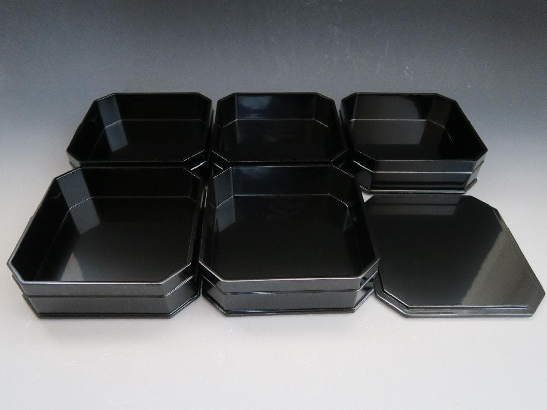 【輪島塗】縁高重 五段重 黒真塗 輪島塗工房 静峰 塗師静峯大家芳男 天然木共箱