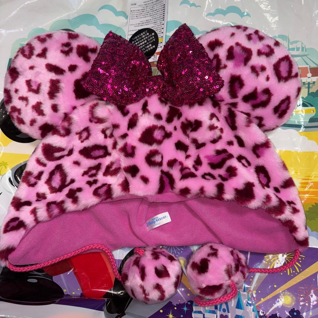 2025 ディズニー ファンキャップ ヒョウ柄 ピンク レオパード ミニー