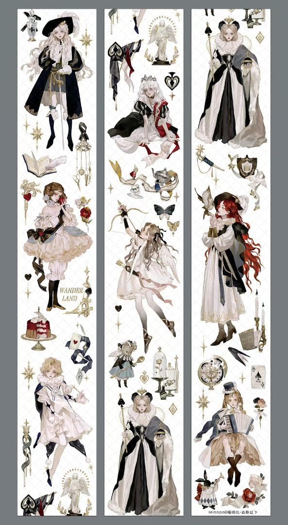 海外マステ巻き 人物背景花蝶 装飾コラージュ 台湾マスキング