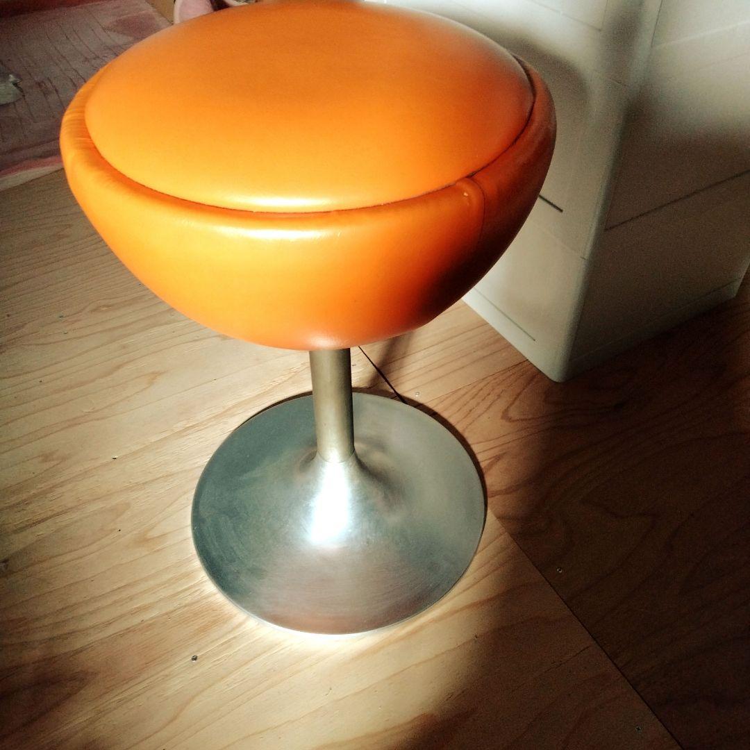 昭和レトロ/アメリカンヴィンテージ/回転椅子レザー系 スツール /古道具チェア