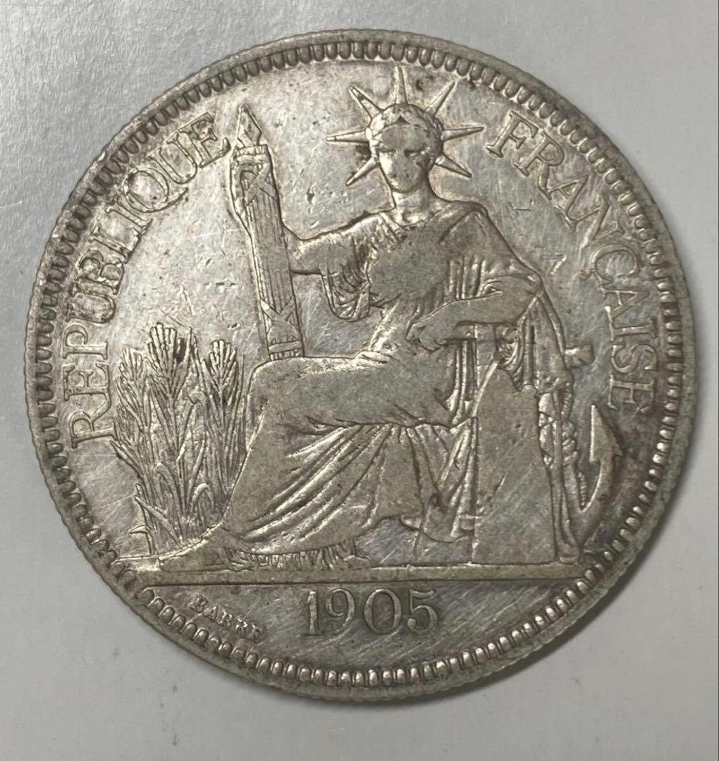 1 ピアストル大型銀貨】フランス領インドシナ 1905年 - メルカリ